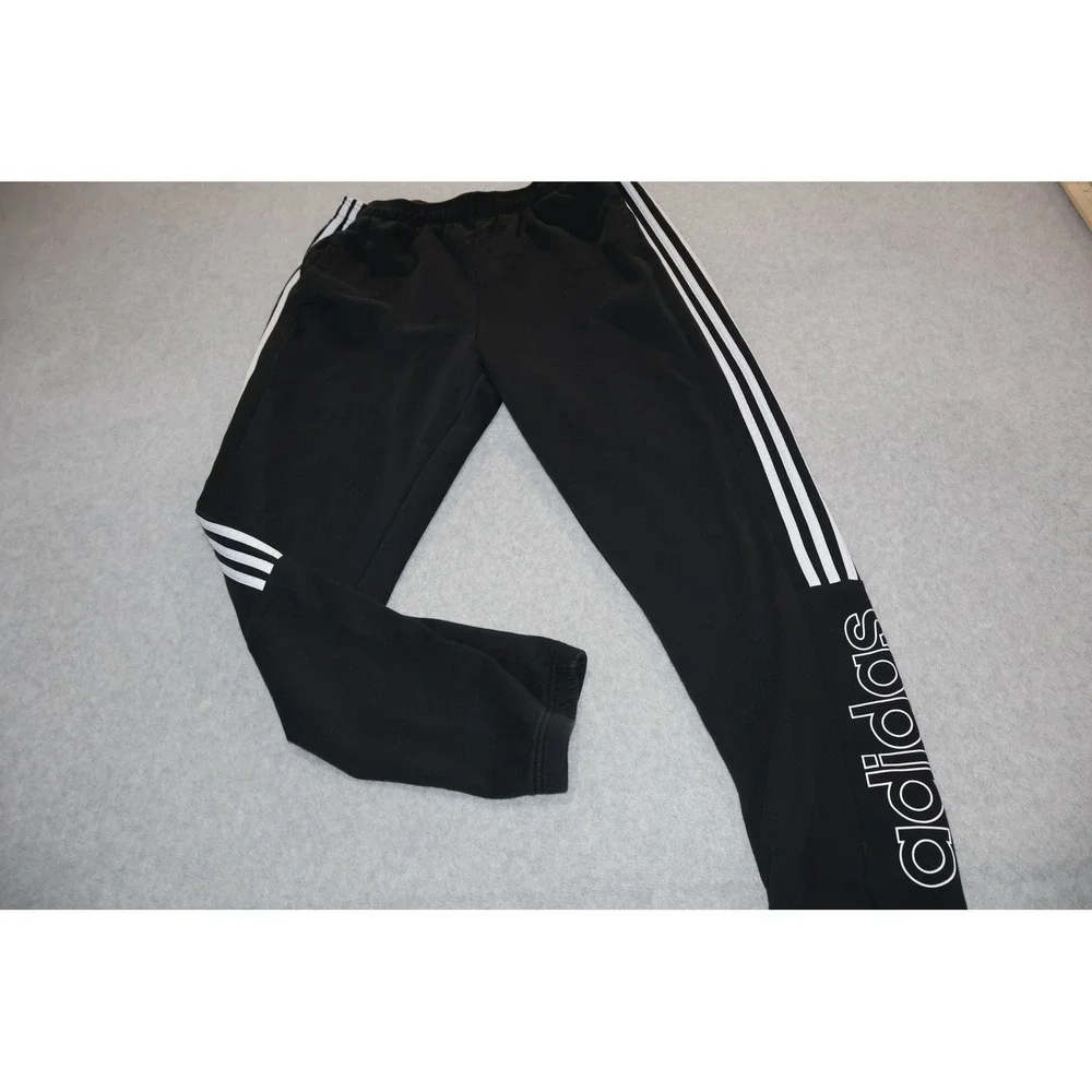 Adidas Sweatpants Mens XL Black 3-Stripe Fleece Joggers Gym Workout Tapered